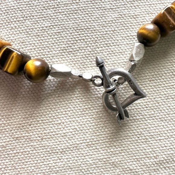 Handmade Vintage Tiger Eye & Onyx Necklace and Pendant 925 Silver - Picture 2 of 8